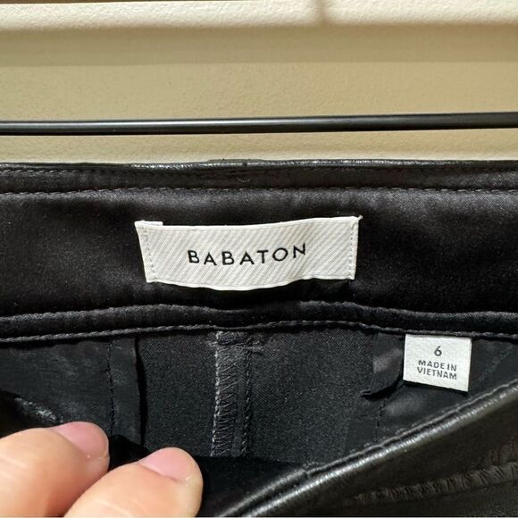 Babaton Straight Leg Faux Leather Black Pants sz 6 - Picture 2 of 6